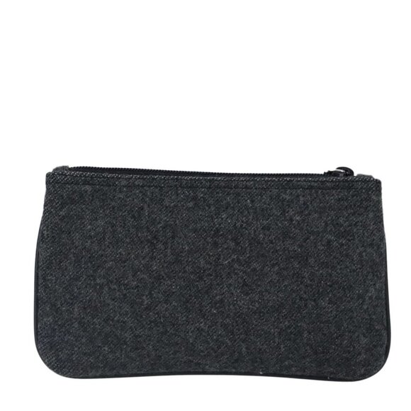 PRADA Pouch Wool Black Auth ti2350 - Picture 2 of 16